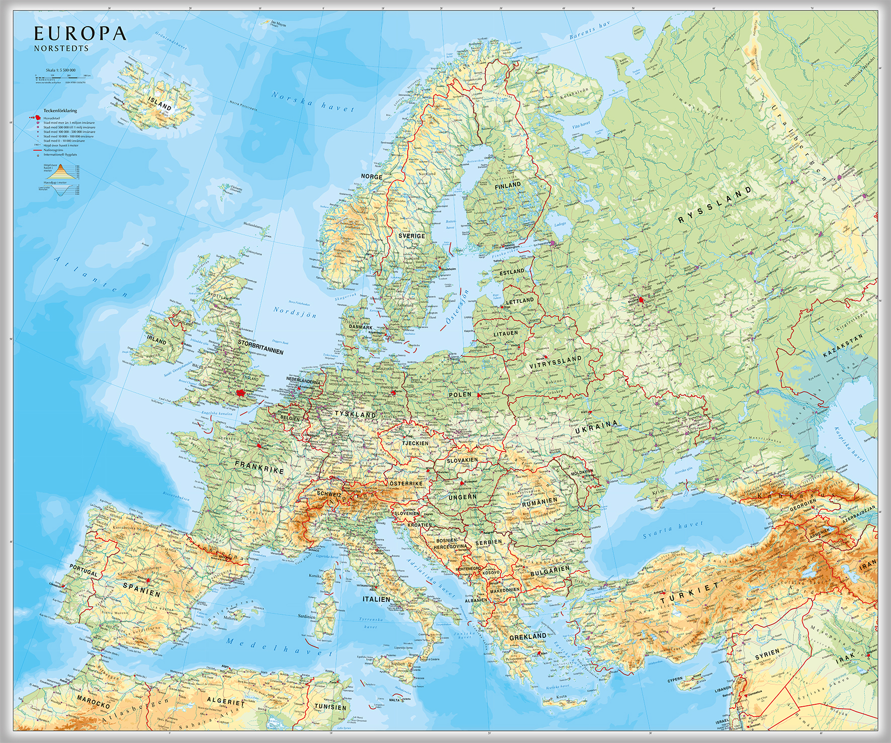 Europakarta 1:5,5milj 98x82cm