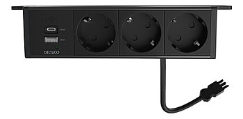 Underbordet-3eluttag + A+C USB