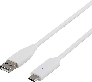 USB-C - A 2.0 Deltaco vit 2m