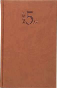 5-årsdagboken k.läder cognac