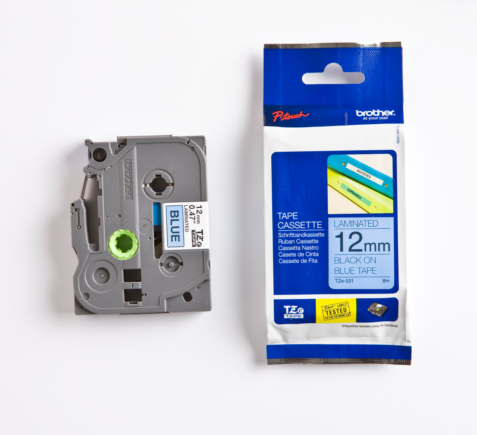 Märkband TZe531 12mm   sva/blå