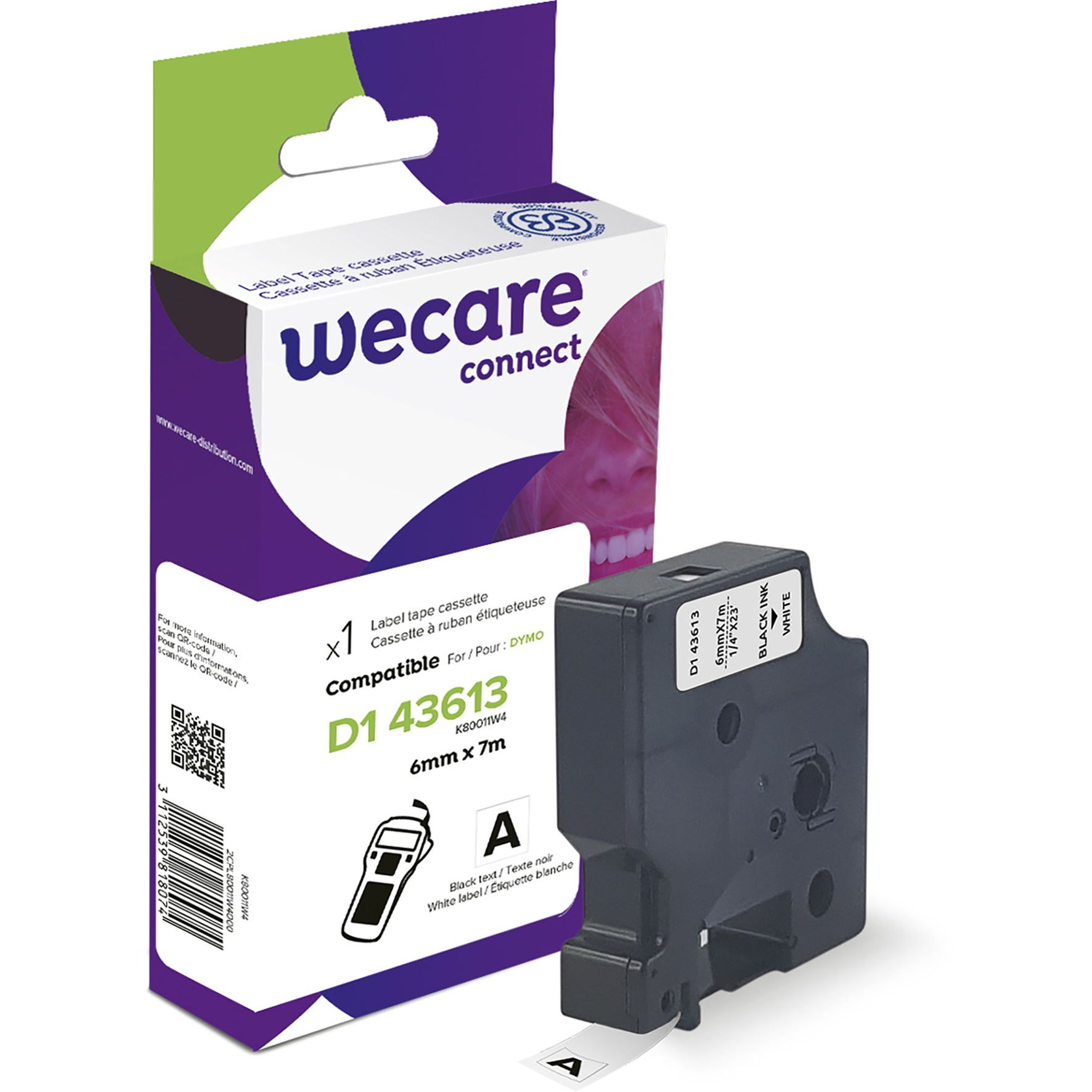 Märkband Wecare D1 sva/vit 6mm