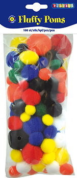 Pompombollar sort.färg 100/fp