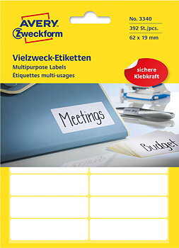 Etikett 62x19mm vit 392/fp