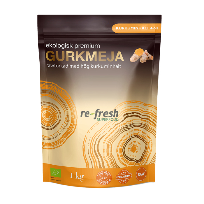 Gurkmejapulver Raw EKO Re-fresh Superfood 1kg