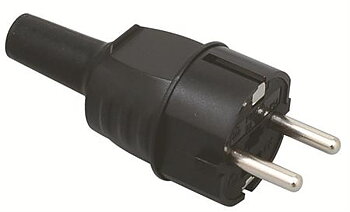 Plug 16A Rubber IP44 - straight -Black