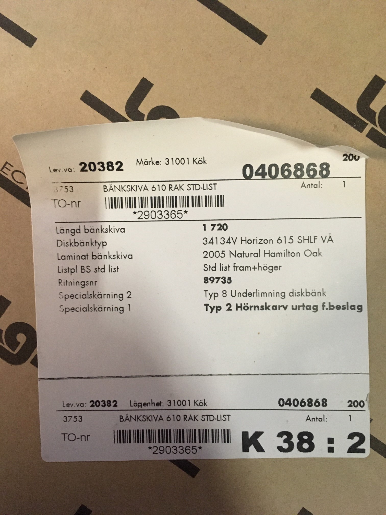 Bänkskiva inkl ho (ny) - 5
