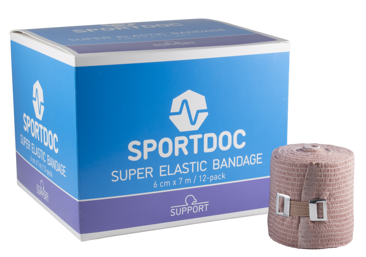 Bandage  6cm x 7m Super Elastisk. Styck eller hel låda. Sportdoc