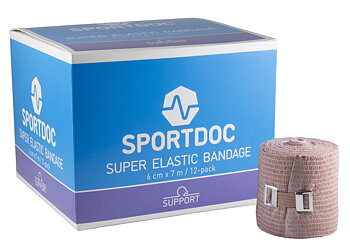 Bandage  6cm x 7m Super Elastisk. Styck eller hel låda. Sportdoc