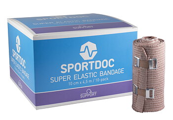 Bandage 10cm x 4,5m Super Elastic Styck eller Hellåda Sportdoc