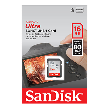 SANDISK - Minneskort SDHC Ultra 16GB 80MB/s UHS-I C10