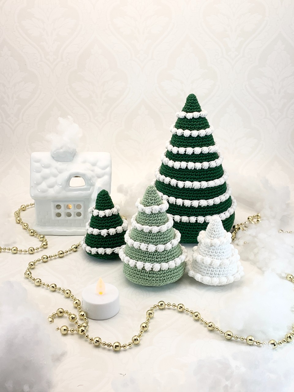 Pattern crocheted Christmas Trees