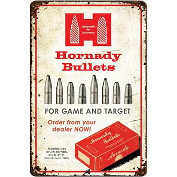 Hornady Bullets Rustic Tin Sign