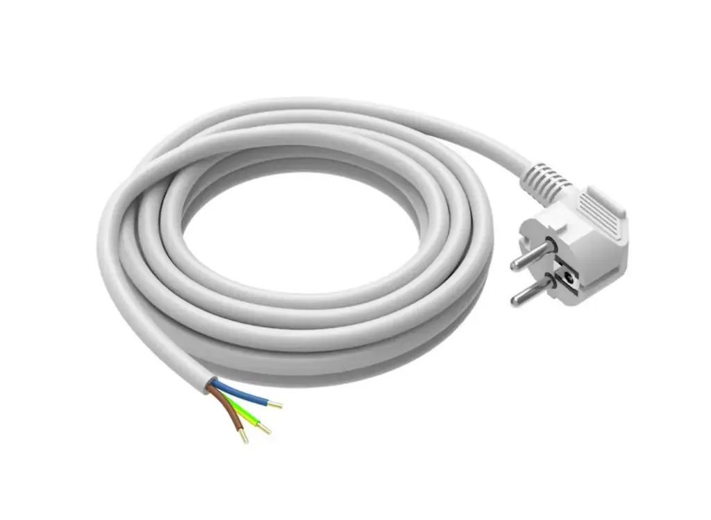 Kabel med stickpropp H05VV-F 3G1,5 mm², 5 m, vit