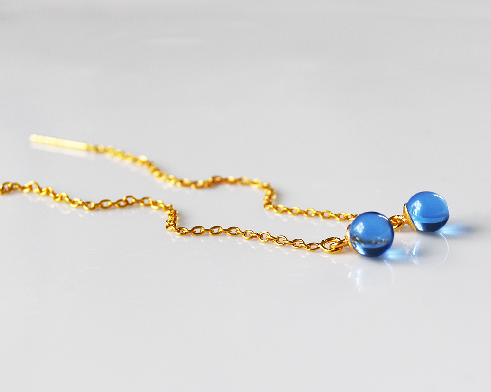 SVALÖ SKY - blue earrings chain gold plated - 2