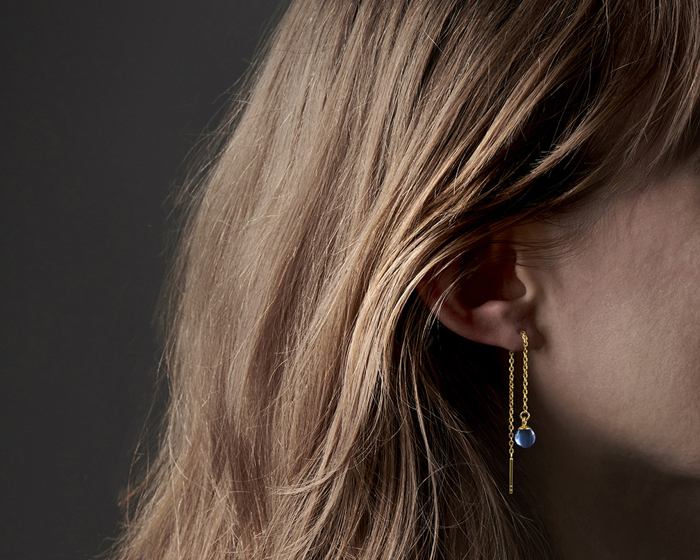 SVALÖ SKY - blue earrings chain gold plated - 3