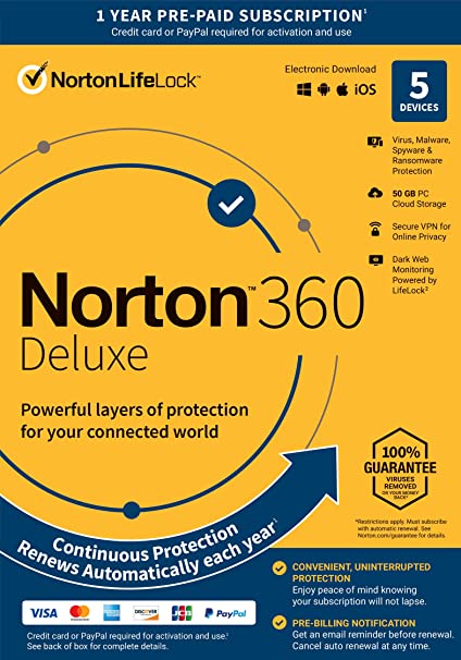 Norton 360 Deluxe - 5 Enheter / 50GB Cloud Storage (Download)