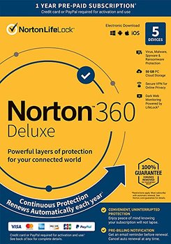 Norton 360 Deluxe - 5 Enheter / 50GB Cloud Storage (Download)