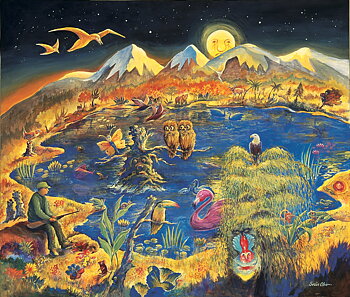 "Den Blå Hagen" (Kunstverket er hovedillustrasjonen til Silvia Campanas eventyrbok av samme tittel).