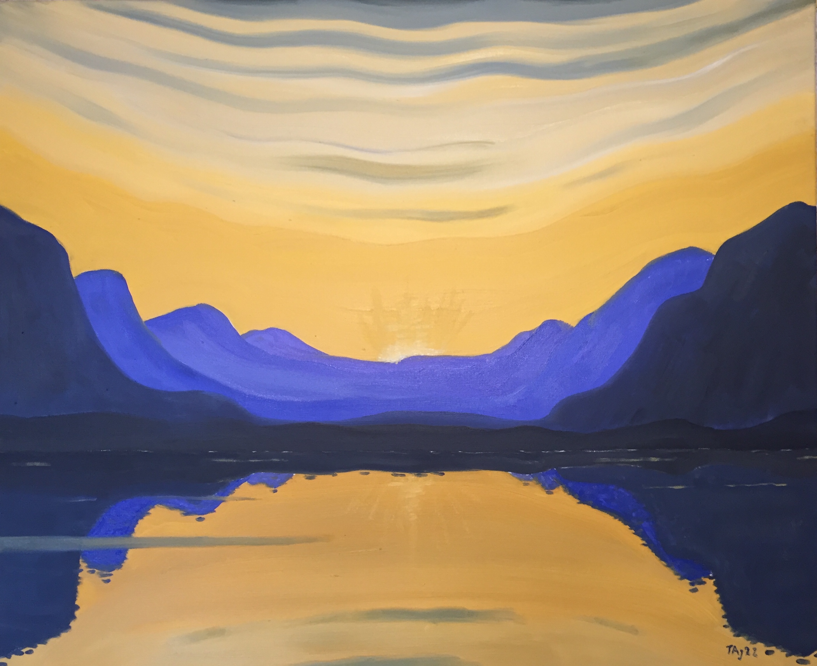 Solefall over blå Dal