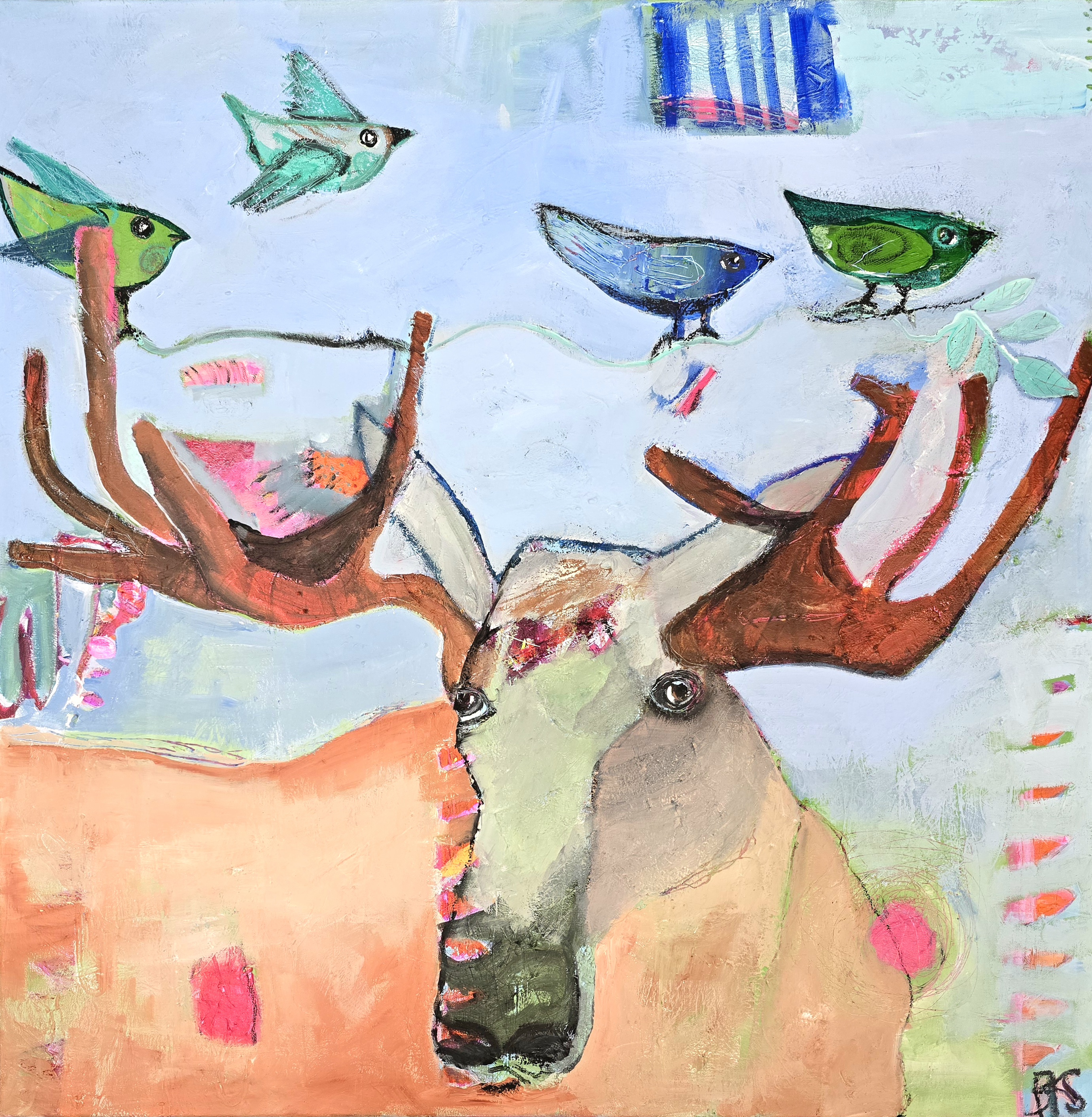 Akryl/mixed media på lerret (80x80) Under samme himmel kunstner: Bente Kystad Syr