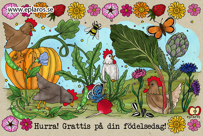 Vykort 10x15 cm Hurra! Höns!