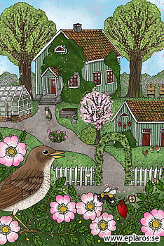 Vykort 10x15 cm Gröna huset