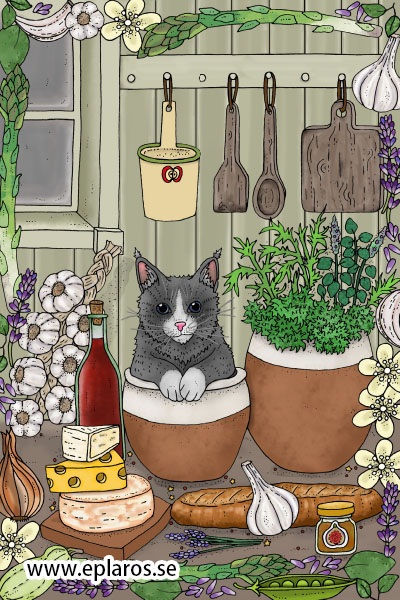 Vykort 10x15 cm Ostkatt