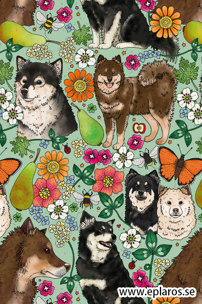 Vykort 10x15 cm Finska lapphundar, mönster
