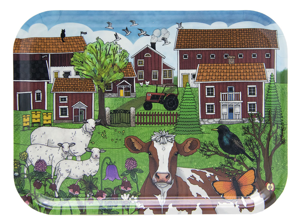Bricka i björk 20x27 cm - Sommar i Äpplarum
