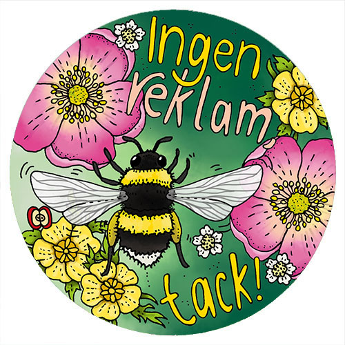 Klisterdekal - Ingen reklam Humla