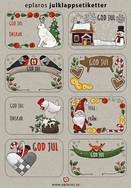 A5 ark - 8 st etiketter - Julklappar