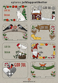 A5 ark - 8 st etiketter - Julklappar