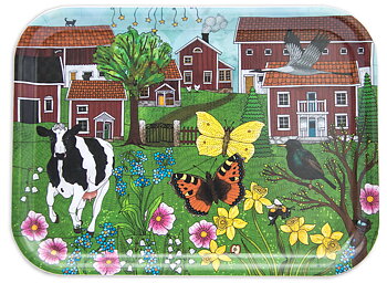 Bricka i björk 20x27 cm - Vår i Äpplarum