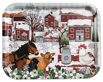 Bricka i björk 36x28 cm - Jul i Äpplarum