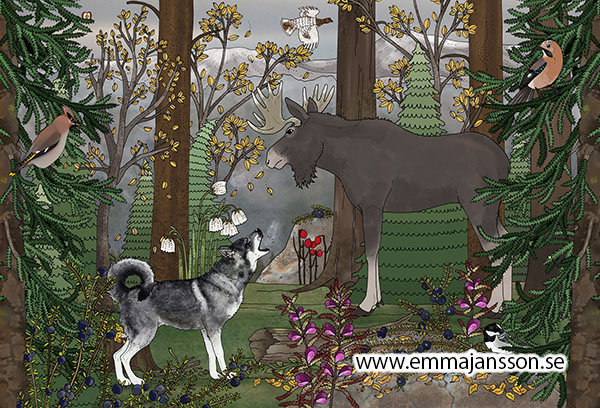 Vykort 10x15 cm Jämthund