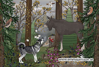 Vykort 10x15 cm Jämthund