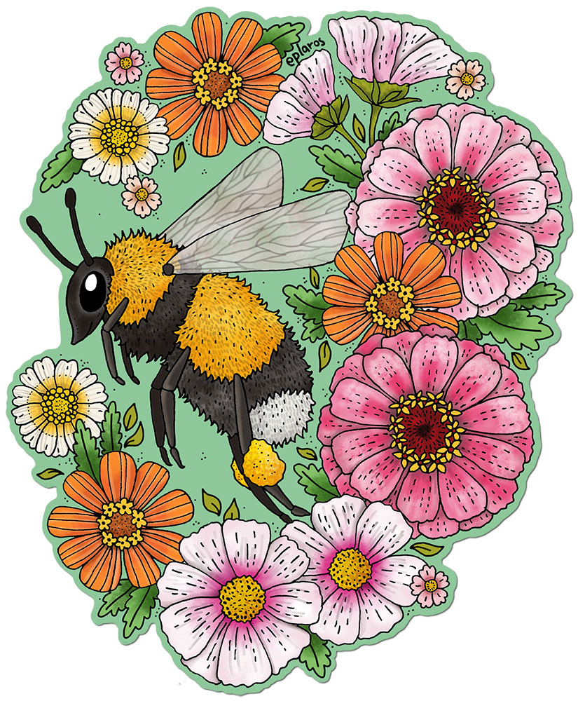 Klisterdekal - Humla och blommor