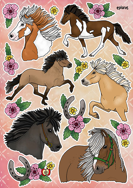 A5 ark - Stickers islandshästar