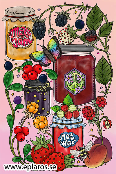 Vykort 10x15 cm Make jam not war