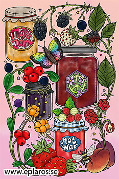 Vykort 10x15 cm Make jam not war