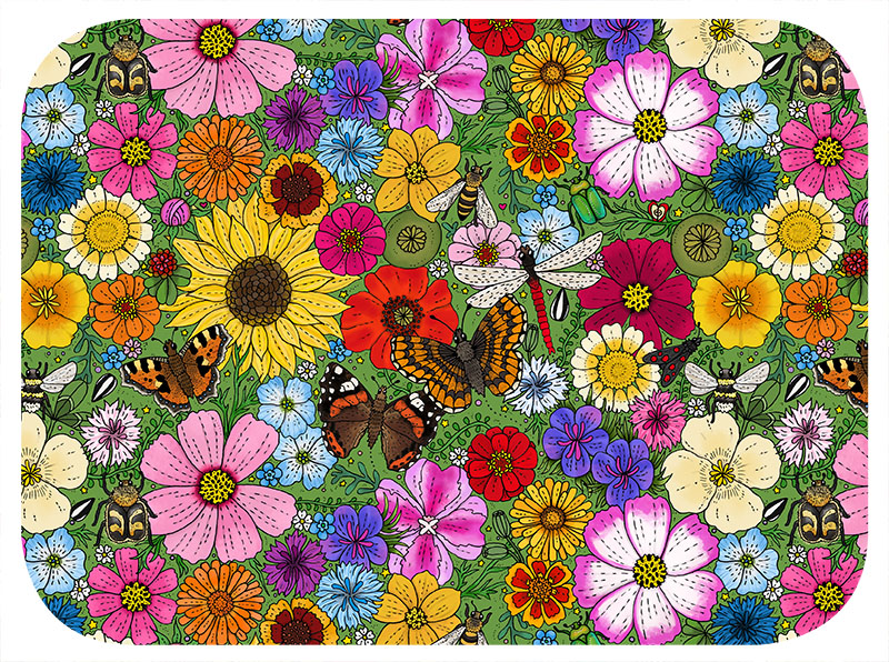 Bricka i björk 20x27 cm - Blomsteräng - 2