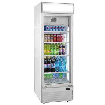 Stående dryckeskylare 430 liter med glasdörr och advertising panel, c