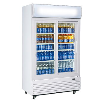 Stående dryckeskylare 1000 liter med skjutglasdörr och advertising panel, +0°/+10°c