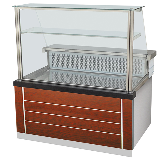 Kyldisk med hylla och vertikal front glas, statisk kylning, +0°/+4°c, l=1800 mm