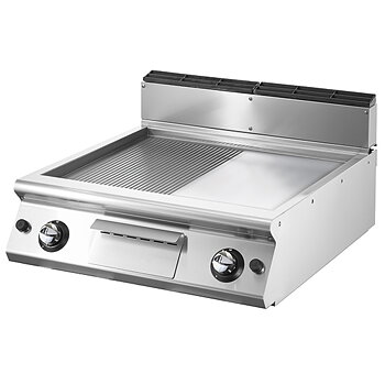 Gas stekbord, ½ slät, ½ räfflad platta