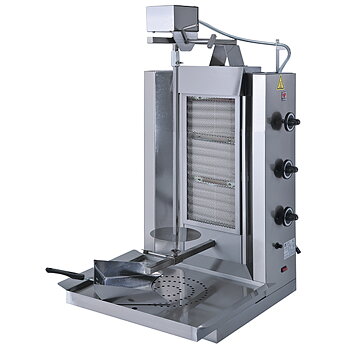 Gas kebab grill med 3 värme zoner, top motor, 30 kg