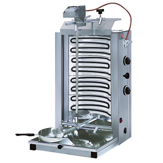 Elektrisk kebab grill med 2 värme zoner, top motor, 30 kg