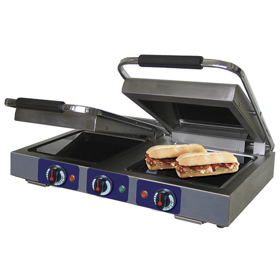 Kontaktgrill 2x 250x250 mm med keramiska glasplattor, 700x450 mm