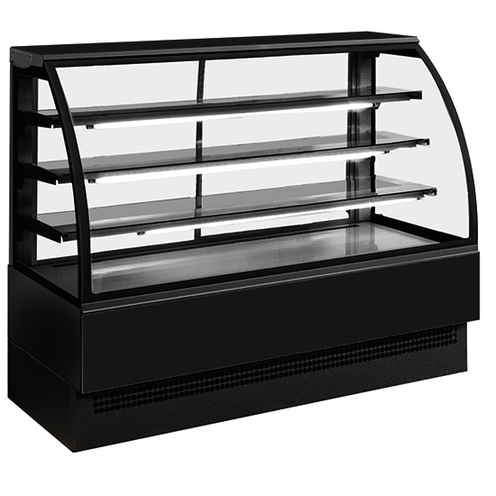 Hot konditordisk med 3 hyllor , +65°c, w=1500 mm - ral9005